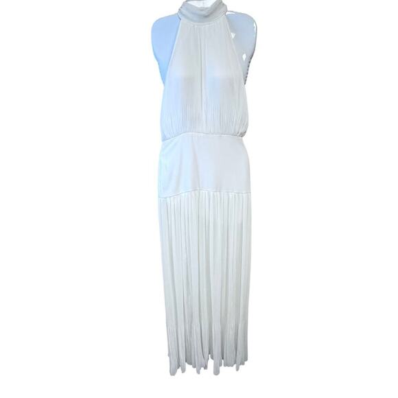 New Veronica Beard Lilliana Plisse Pleated Halter Wite Maxi Dress Bridal Sz 4 - Picture 3 of 15